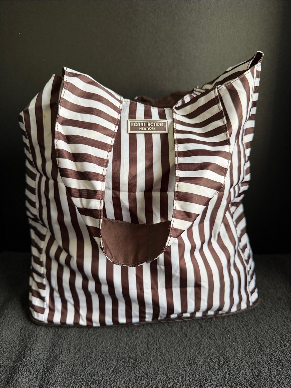 henri bendel Brown and White Striped Tote